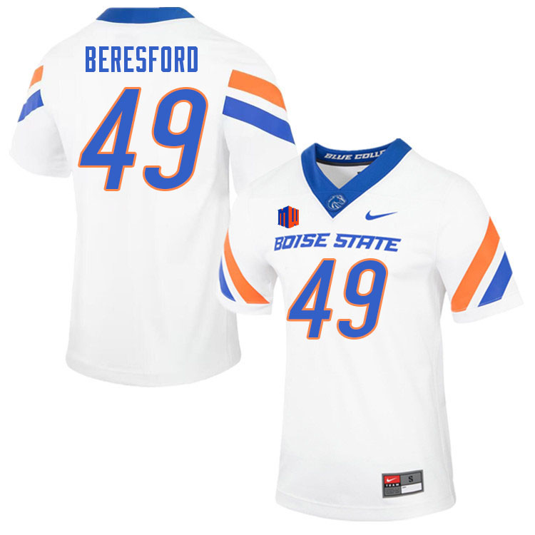 Men-Youth #49 Jack Beresford Boise State Broncos College Football Jerseys Stitched-White